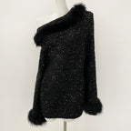 OFTBUY New Spring Autumn Light Top Clothes Female One-length Shoulder Pullovers Knitting Coat Women Real Fox Fur Knitted Sweater