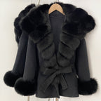 OFTBUY Luxury Real Fox Fur 100% Wool Coat Female New Autumn Winter Warm Woolen Clothes Women Long Sleeves Cashmere Woolen Jacket