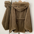 OFTBUY Wholesale Hooded Belt Faux Fur Coat Female Thickened Warm Fluffy Fake Fur Jacket Women New Winter Long Sleeve Fur Clothes Female
