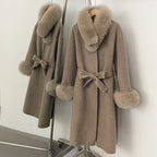 OFTBUY New Autumn Winter Long Clothing Women Fashion Warm Real Fox Fur Collar and Cuffs 100% Wool Jacket Female Natural Fur Coat