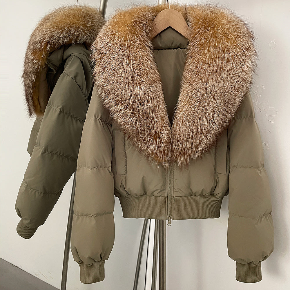 OFTBUY Knit Cuff Short Real Fox Fur Collar Duck Down Coat Female New Autumn Winter Clothes Women Genuine Fur Puffer Jacket