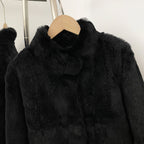 OFTBUY Women's Luxury Real Rabbit Fur Coat Stand Collar Fur Jacket Female New Warm Autumn Winter Outerwear for Cold Weather
