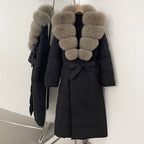 OFTBUY Real Fox Fur Collar Fluffy Puffer Jacket Female New Long Winter Down Clothing Women Thickened Warm White Duck Down Coat