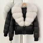 OFTBUY Real Fox Fur Collar Puffer Jacket Female New Winter Top Fluffy Clothing Thick Warm Natural Fur White Duck Down Coat Women
