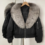 OFTBUY Short Thickened Warm Puffer Jacket Female New Autumn Winter Real Fox Fur Collar Clothes Women Natural Fur Duck Down Coat