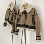 OFTBUY New Winter Clothing Woman's Fashion Thick Warm Faux Fur Shearling Jacket Coat Vintage Long Sleeve Belt Hem Jacket Female