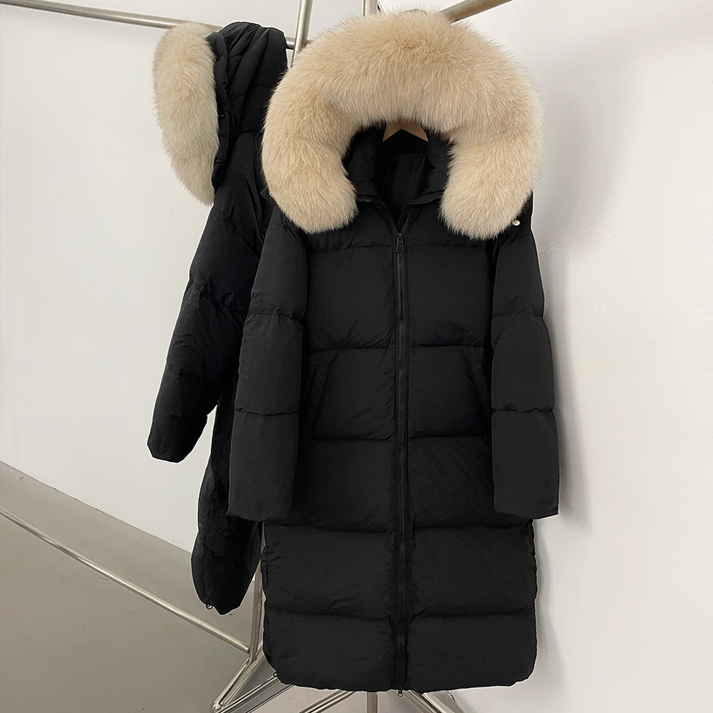 OFTBUY Duck Down Warm Windproof Puffer Coat New Women's Long Hooded Down Jacket Real Fur Collar Winter Thickened Parka Outerwear