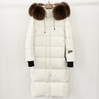 OFTBUY Natural Fox Fur Coat New Winter Clothes Women Fashion Long Hooded White Duck Down Overcoat Real Fur Puffer Jacket Female