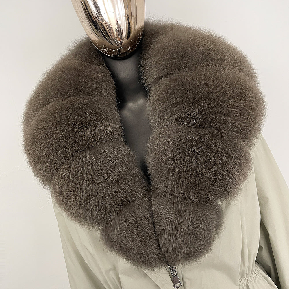 OFTBUY New Zipper Autumn Winter Clothes Women Natural Fox Fur Collar Goose Down Coat Long Warm Thickened Real Fur Puffer Jacket