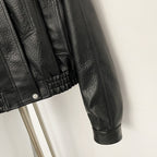 OFTBUY New Spring Autumn Short Top Clothes Women Fashion Pu Leather Jacket with Faux Fur Collar Biker Fake Leather Coat Female