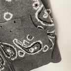 OFTBUY Women's Vintage Real Fox Fur Collar Knit Cardigan Paisley Print Zip Up Sweater Jacket Female Warm Winter Luxury Outerwear