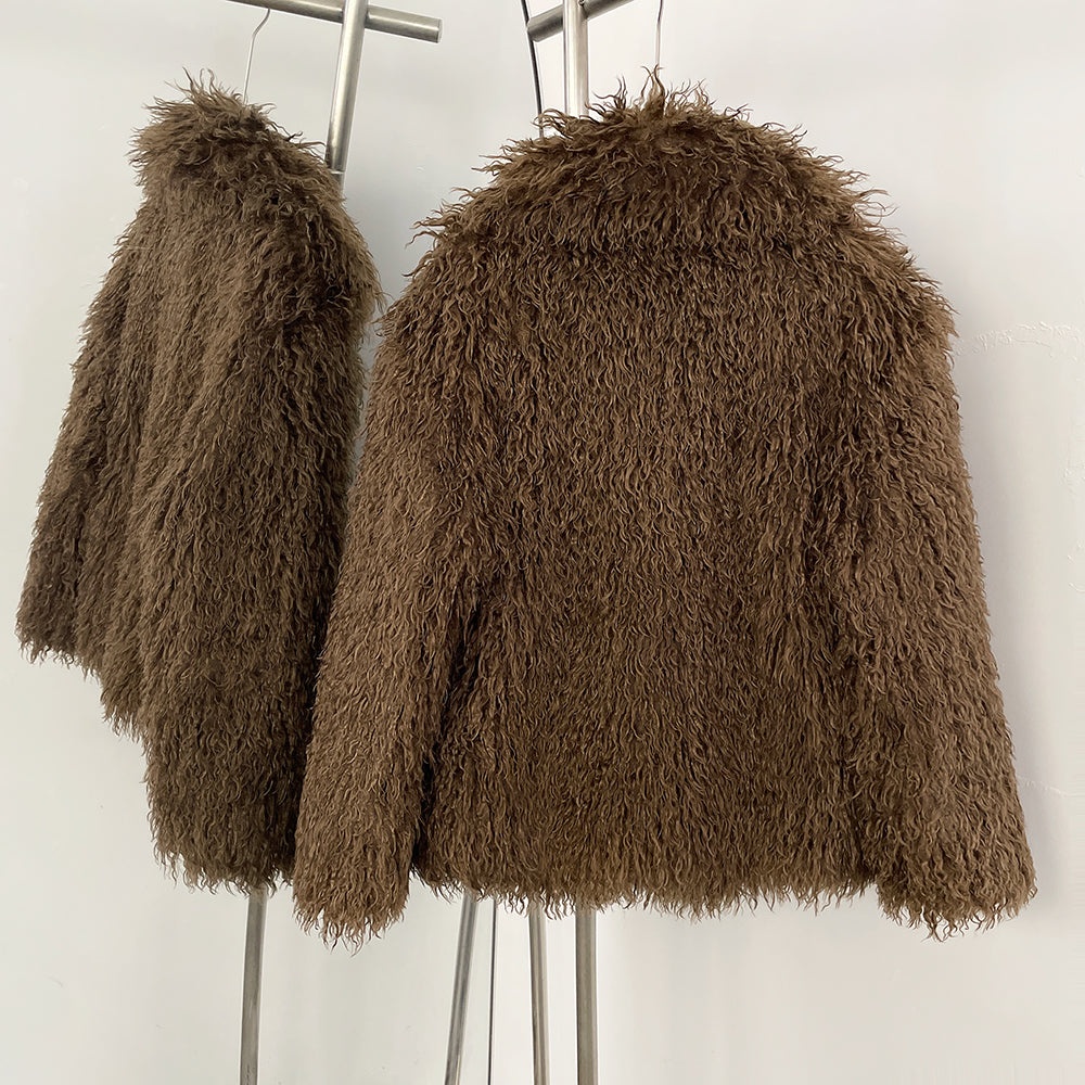 OFTBUY New Winter Clothes Women Fashion Faux Mongolia Sheep Fur Coat Warm Thick Fake Fur Jacket Long Sleeve Artificial Fur Overcoat
