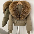 OFTBUY Knit Cuff Short Real Fox Fur Collar Duck Down Coat Female New Autumn Winter Clothes Women Genuine Fur Puffer Jacket