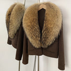 OFTBUY Fashion Short Warm Wool Coat with Real Fox Fur Collar New Autumn Winter Clothes Women Luxury Woolen Jacket Outerwear