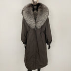 OFTBUY New Zipper Autumn Winter Clothes Women Natural Fox Fur Collar Goose Down Coat Long Warm Thickened Real Fur Puffer Jacket