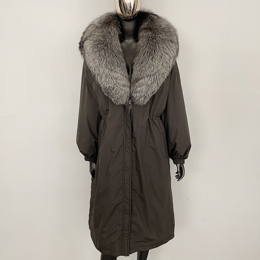 OFTBUY New Zipper Autumn Winter Clothes Women Natural Fox Fur Collar Goose Down Coat Long Warm Thickened Real Fur Puffer Jacket