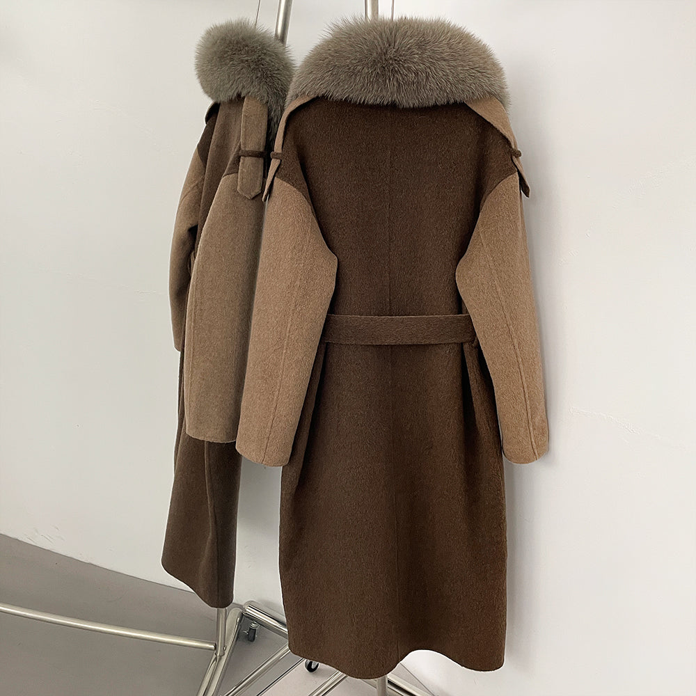 OFTBUY New Fashion Autumn Winter Clothes Women Real Fox Fur Wool Jacket Female Long Patchwork Double-faced Woolen Cashmere Coat
