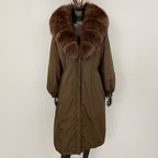 OFTBUY New Zipper Autumn Winter Clothes Women Natural Fox Fur Collar Goose Down Coat Long Warm Thickened Real Fur Puffer Jacket