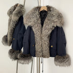 OFTBUY Fashion Warm White Duck Down Real Fur Top Clothes Female Big Natural Fox Fur Collar Coat New Autumn Winter Jacket Women