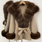 OFTBUY Luxury Real Fox Fur 100% Wool Coat Female New Autumn Winter Warm Woolen Clothes Women Long Sleeves Cashmere Woolen Jacket