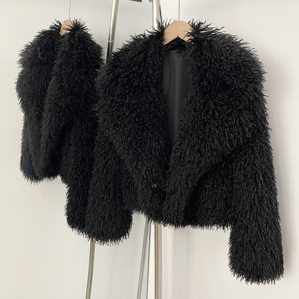 OFTBUY Warm Thicken Luxury Outerwear New Winter Clothes Female Women's Cozy Faux Mongolian Fur Short Coat Teddy Faux Fur Jacket
