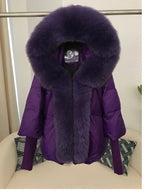 OFTBUY Hooded Natural Thick Winter Jacket Women Outerwear Real Fox Fur Coat Woman Warm Loose Oversize Duck Down Coat Streetwear