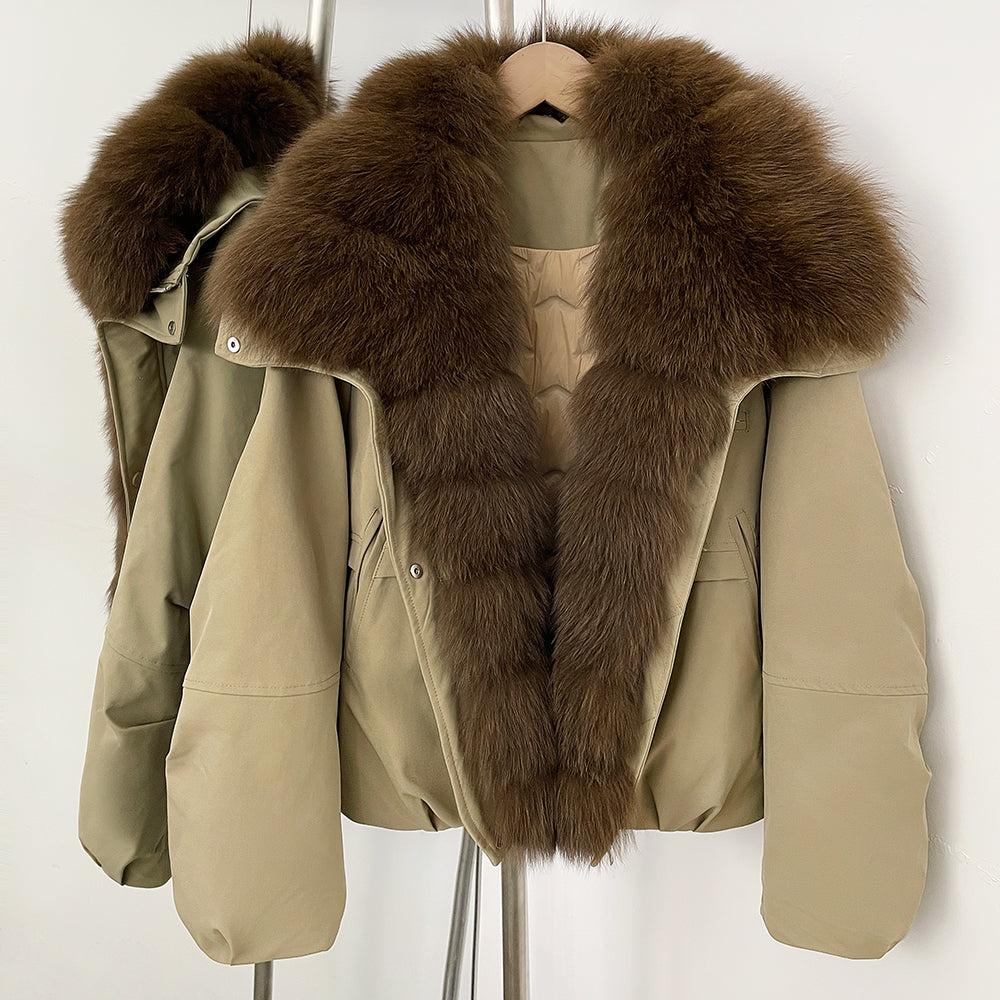 OFTBUY Women's Dcuk Down Coat with Big Real Fox Fur Collar New Winter Warm Thickened Clothing Female Natural Fur Puffer Jacket
