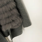 OFTBUY Elegant Cardigan Sweater New Women's Knit Coat with Real Fox Fur Loose Fit Pockets Warm Winter Fashion Cardigan Female
