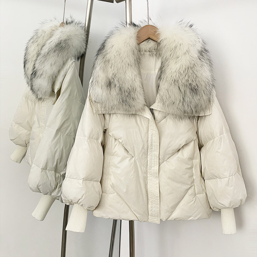 OFTBUY New Winter Loose Top Clothing Women Fashion Oversize Real Fox Fur Collar Duck Down Coat Female Natural Fur Puffer Jacket