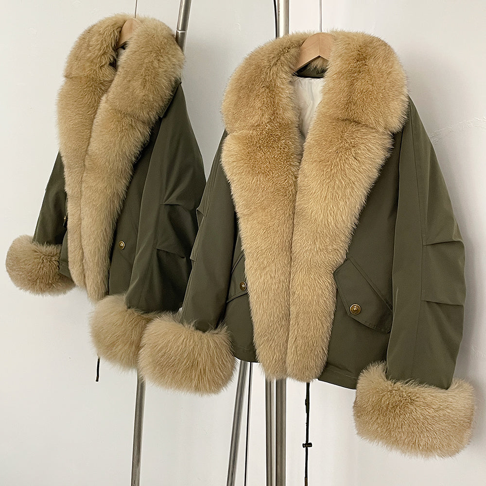 OFTBUY Fashion Big Real Fox Fur Collar Down Coat New Waterproof Autumn Winter Clothes Women Warm Fur Cuffs Puffer Jacket Female