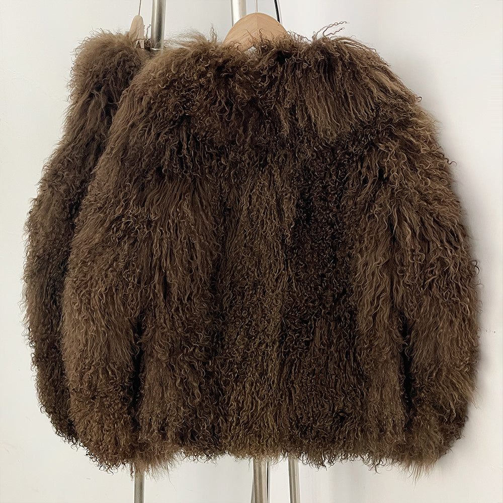 OFTBUY New Fashion Casual Clothes Women Winter Luxury Natural Fur Jacket Female Warm Thick V-neck Real Mongolia Sheep Fur Coat
