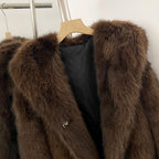 OFTBUY Luxury Hooded Faux Fur Jacket - Premium Vegan Silver Fox Style Cropped Winter Coat