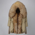 OFTBUY Hooded Natural Thick Winter Jacket Women Outerwear Real Fox Fur Coat Woman Warm Loose Oversize Duck Down Coat Streetwear