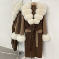 OFTBUY Patchwork Double-faced Cashmere Wool Jacket Real Fox Fur Collar Woolen Coat Female New Fashion Fur Winter Clothes Women