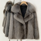 OFTBUY Chic Oversized Lapel Faux Fur Jacket - Premium Vegan Fur Winter Coat with Soft Texture