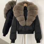 OFTBUY Knit Cuff Short Real Fox Fur Collar Duck Down Coat Female New Autumn Winter Clothes Women Genuine Fur Puffer Jacket