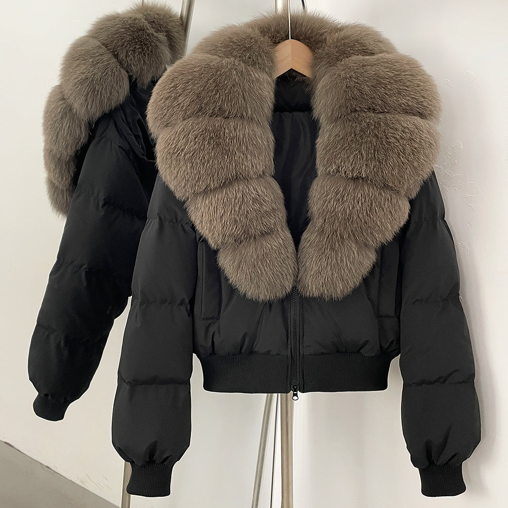 OFTBUY Knit Cuff Short Real Fox Fur Collar Duck Down Coat Female New Autumn Winter Clothes Women Genuine Fur Puffer Jacket