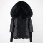 OFTBUY Hooded Natural Thick Winter Jacket Women Outerwear Real Fox Fur Coat Woman Warm Loose Oversize Duck Down Coat Streetwear