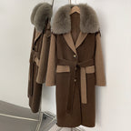 OFTBUY New Fashion Autumn Winter Clothes Women Real Fox Fur Wool Jacket Female Long Patchwork Double-faced Woolen Cashmere Coat