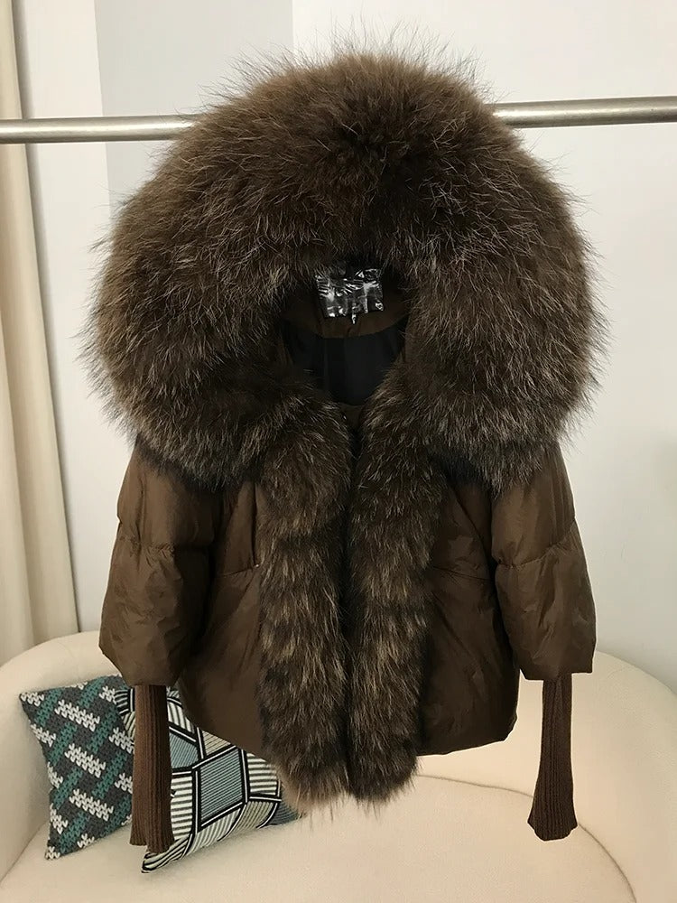 OFTBUY Hooded Natural Thick Winter Jacket Women Outerwear Real Fox Fur Coat Woman Warm Loose Oversize Duck Down Coat Streetwear