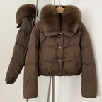 OFTBUY New Autumn Winter Thickened Warm Clothes Women Short Real Fox Fur Collar Down Coat Female Natural Fur Down Puffer Jacket