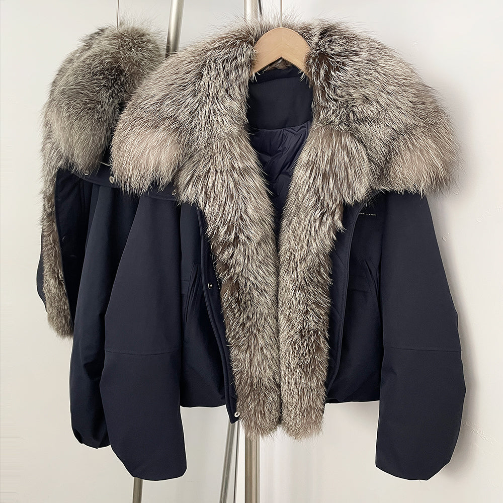 OFTBUY New Winter Warm Thickened Clothing Female Natural Fur Puffer Jacket Women's Dcuk Down Coat with Big Real Fox Fur Collar