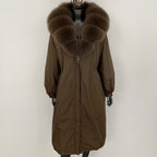 OFTBUY New Zipper Autumn Winter Clothes Women Natural Fox Fur Collar Goose Down Coat Long Warm Thickened Real Fur Puffer Jacket