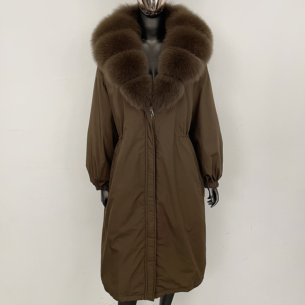 OFTBUY New Zipper Autumn Winter Clothes Women Natural Fox Fur Collar Goose Down Coat Long Warm Thickened Real Fur Puffer Jacket