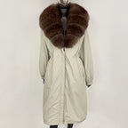 OFTBUY New Zipper Autumn Winter Clothes Women Natural Fox Fur Collar Goose Down Coat Long Warm Thickened Real Fur Puffer Jacket