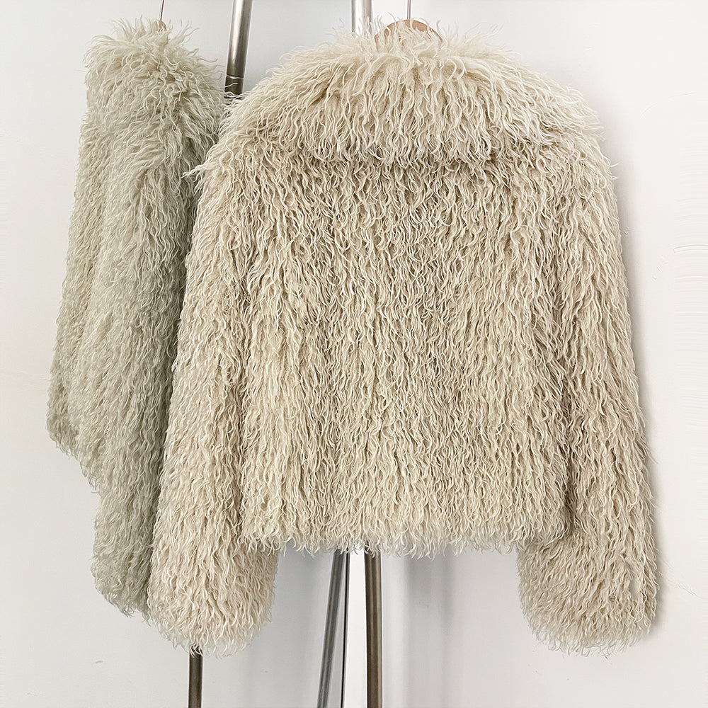 OFTBUY Warm Thicken Luxury Outerwear New Winter Clothes Female Women's Cozy Faux Mongolian Fur Short Coat Teddy Faux Fur Jacket
