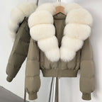 OFTBUY Knit Cuff Short Real Fox Fur Collar Duck Down Coat Female New Autumn Winter Clothes Women Genuine Fur Puffer Jacket