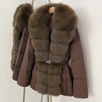 OFTBUY Big Natural Fox Fur Collar Puffer Jacket Female New Autumn Winter Thick Warm Clothes Women Fluffy Real Fur Duck Down Coat