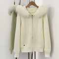 OFTBUY Natural Fur Knitted Sweater Jacket Hooded Real Fox Fur Cardigan Coat Women New Autumn Winter Zipper Warm Clothes Female