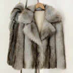 OFTBUY Chic Oversized Lapel Faux Fur Jacket - Premium Vegan Fur Winter Coat with Soft Texture